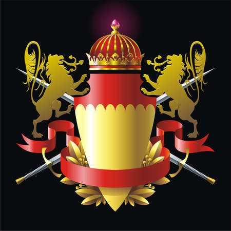 Heraldry badge with lionsのイラスト素材