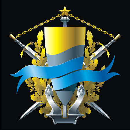 NAVY style emblem with anchor, star and blue ribbonのイラスト素材