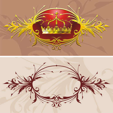 Background with wreath and gold crownのイラスト素材