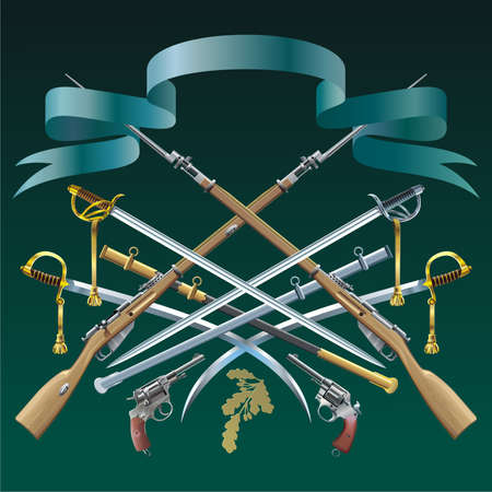 Composition with military attributesのイラスト素材