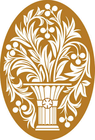 Vector illustration with flower in vase on yellow backgroundのイラスト素材