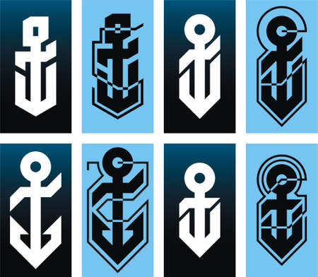 Heraldic vector composition with anchors and ropeのイラスト素材