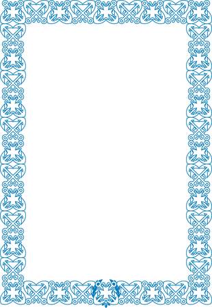 Vector marine style frame  with crossed anchors, and cross のイラスト素材