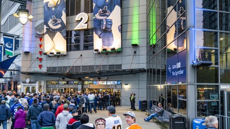 Vancouver, British Columbia, Canada. 10. 12. 2019, people attending to a game on Rogers Arena.のeditorial素材