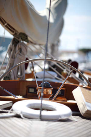 boat steering wheelの写真素材