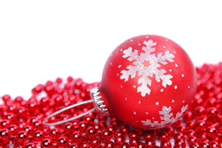 red christmas ball isolated on white backgroundの写真素材