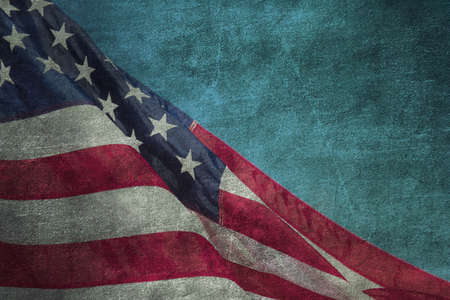 Closeup of grunge American flagの写真素材