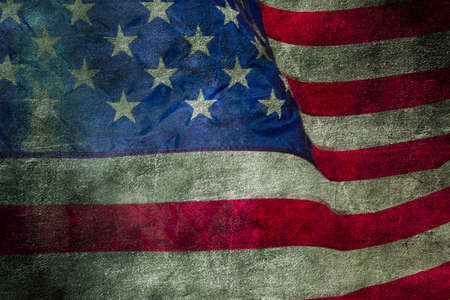Closeup of grunge American flagの写真素材