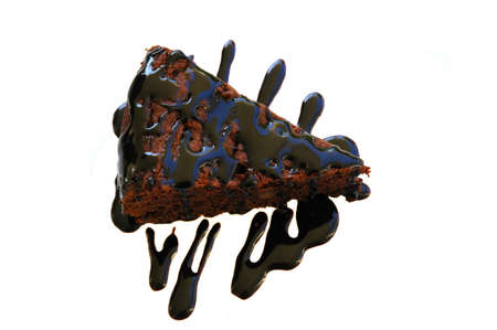 chocolate cake and chocolate sauceの写真素材