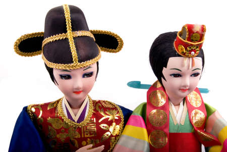 Asian bride and groom dolls (Korean)の写真素材