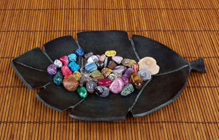 Pebbles in a dishの写真素材