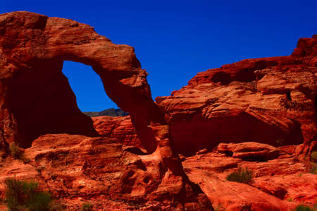 Arch (Valley of Fire National Park, Nevada) during evening hoursの写真素材