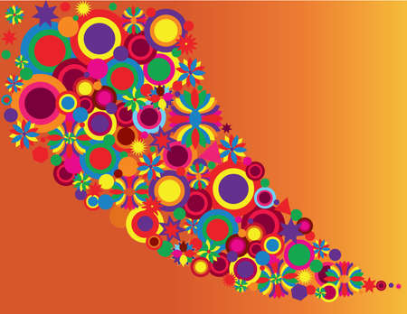  Colorful flowers and shapes (vector)のイラスト素材