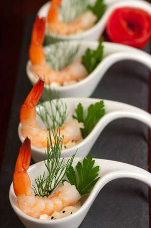Shrimp appetizers during a partyの写真素材