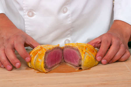 Beef Wellington  ready to be servedの写真素材