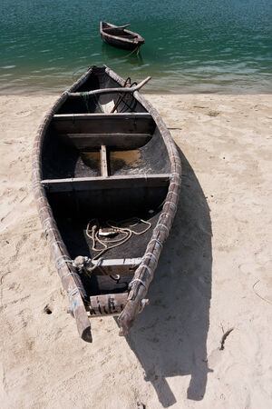  Landscape with boat, mountains and clouds Lang Co bay, Vietnam の写真素材