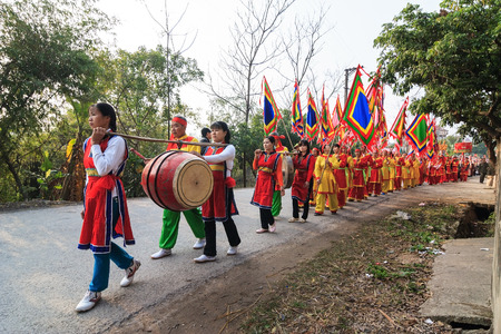 HANOI - VIETNAM, APRIL 6, 2014  The people in a folk festival in Hanoi, Vietnam