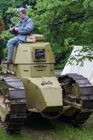 RUSSIA, MOSCOW - JUNE 9, 2017: Soldier of the 106 regiment France of First World War. Moscow historical festival Times and Epochsのeditorial素材
