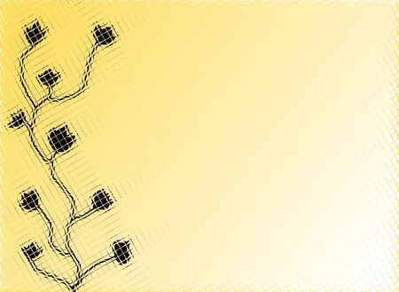 Yellow background with a black flower. A raster.の写真素材