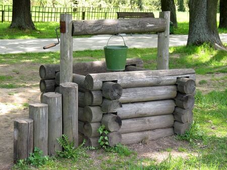 Well model in the Botanical garden, Minsk, Belarus.の写真素材