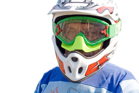 Portrait of racer on the white background.の写真素材