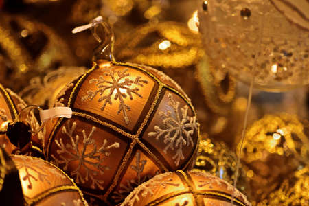 Christmas decoration for sale at the winter market in Vienna, Austriaの写真素材