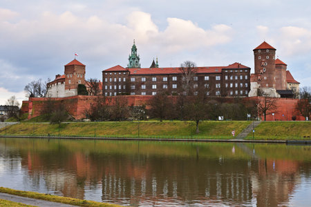 Wawel castle in Cracow, Poland at sunriseのeditorial素材