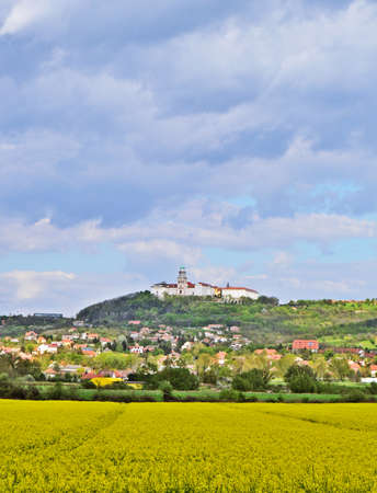 View of Pannonhalma Abbey in Hungary in the spring, verticalの写真素材