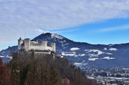 Fortress of Salzburg on a winter dayのeditorial素材