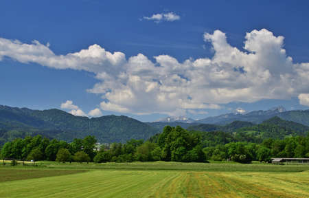 Scenic view of the mountains near Bledの写真素材