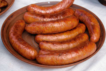 Delicious fried sausages