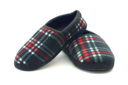 A warm and cozy pair of flannel slippers.の写真素材
