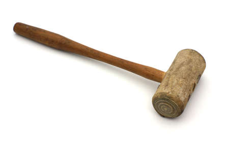 Vintage mallet with a rolled wood head and handle. の写真素材