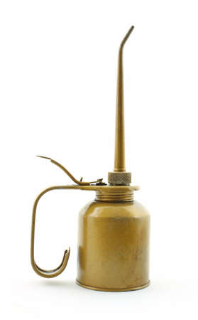 Side view of an old oil can with a nicely shaped handle.の写真素材