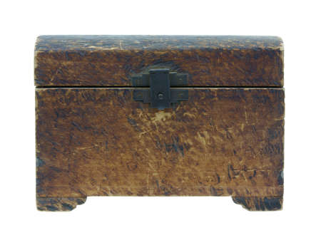 An old wood box against a white background.の写真素材