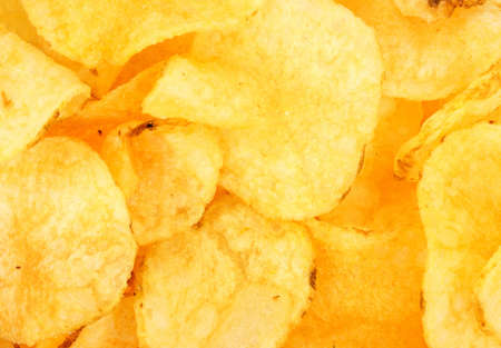 Close view of plain flavored potato chips. 