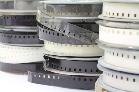 Group of several stacks of old home movies.の写真素材