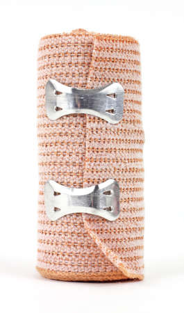 A new elastic bandage on a white background.の写真素材