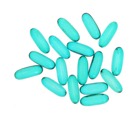 A group of gel caps on a white background 