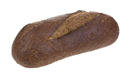 A small loaf of fresh brown bread on a white background 