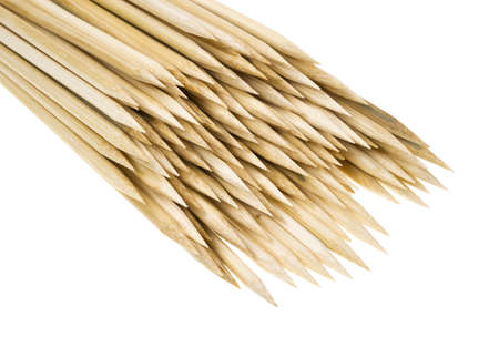 Close view of the pointed ends of skewer sticks の写真素材