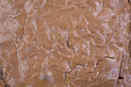 Close view of the crust of freshly baked brownies の写真素材