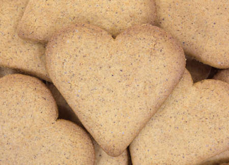 A very close view of heart shaped ginger snap cookies の写真素材