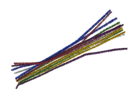 A group of several foil fuzzy craft sticks on a white background.