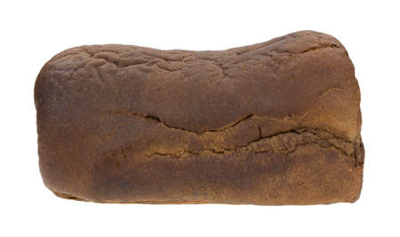 A fresh loaf of pumpernickel bread on a white background 