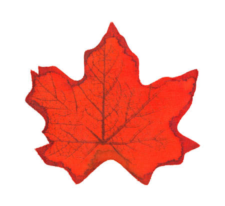 A single artificial fall leaf on a white background.