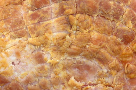 A very close view of a baked ham.の写真素材