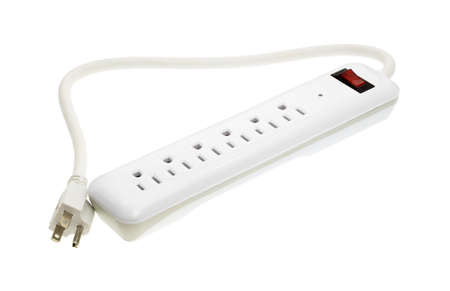 A new household surge protector isolated on a white background.の写真素材