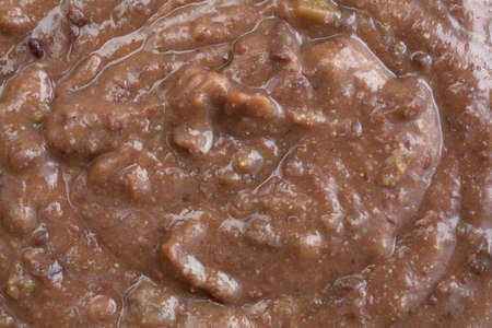 A very close view of black bean dip.の写真素材
