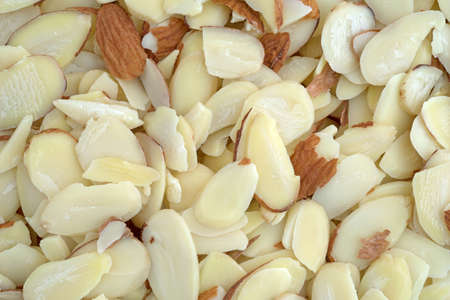 A very close view of sliced almonds.の写真素材